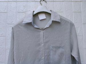 New witg tag Korean Elegant Sheer Grey Shirt