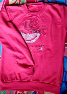 Red Colour Sweatshirt For Women In Cotton Fabric