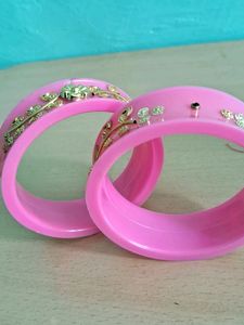 Pink &amp; Gold Bangles - Set of 2