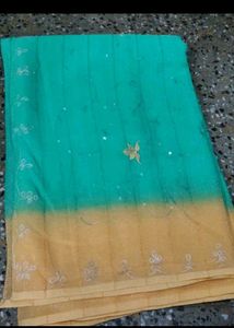 Beautiful Teal &amp; Gold Saree