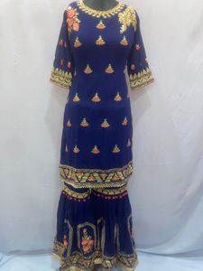 Georgette Sharara Blue Colour