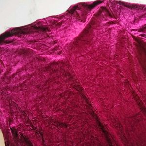 Maroon Velvet Midi Dress