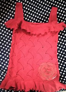 Red Knitted Sleeveless Top