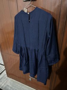 Embroidered Navy Blue Kurta