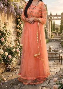 Elegant Peach Ethnic Gown