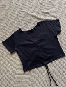 Chic Black Ruched V-Neck Top
