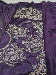 Elegant Purple Saree with Embroidery