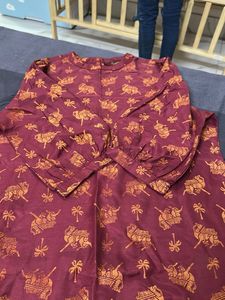 Maroon Elephant Print Kurta Set