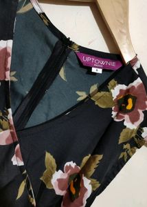 Black Dress Floral Print For Girl Or Woman 30 Bust