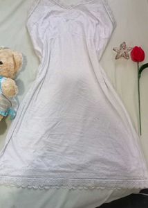 White Lace Trimmed Slip Dress