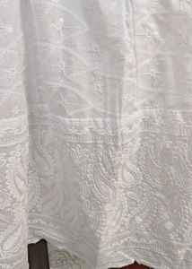 Elegant White Anarkali Chikankari Kurta
