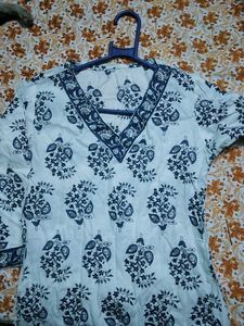 Blue Floral Print Kurta