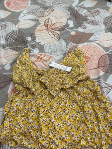 Yellow Off Shoulder Floral Smocked Top