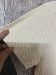 Men's Beige Textured T-Shirt