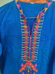 Vibrant Blue Embroidered Kurta