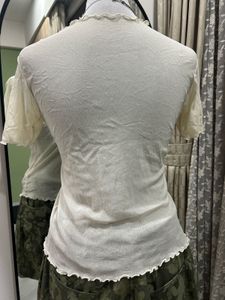 Rare Find Sheer Lettuce Trim Top