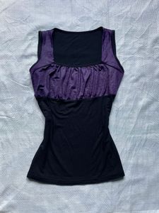 Sleek Square Neck Purple & Black Tank Top