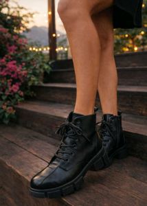 Black Leather Ankle Boots