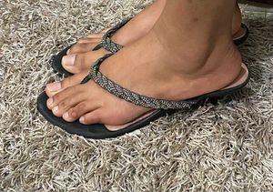 Sparkly Black Flip Flops