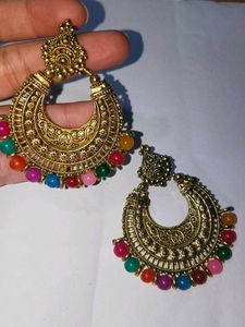 Boho Multicolor Beaded Jhumka Earrings
