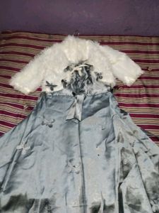 Girls Dress with Faux Fur Shrug