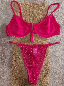 Hot Pink Polka Dot Lingerie Set