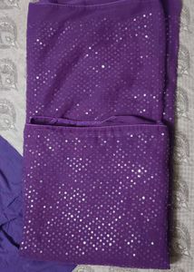 Purple Sequin Saree with Blouse