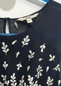 AND Elegant Black Embroidered Maxi Dress/Gown