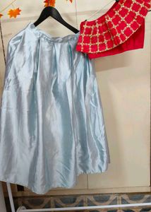 Red &amp; steel grey Lehenga Choli Set