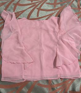 Pink Ruffle Sleeve Top