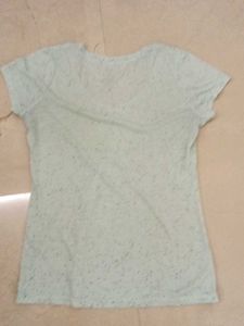 Light Green Speckled V-Neck T-Shirt