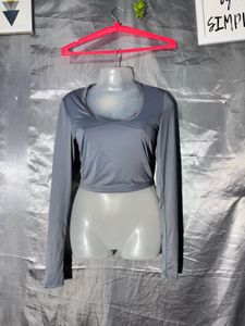 SHEIN Gray Long Sleeve Crop Top