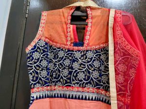 Vibrant Striped Kurta Set with Dupatta