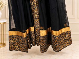 Elegant Black &amp; Gold Anarkali Set