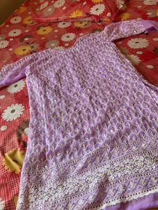 Lavender Embroidered Kurta