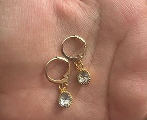 Gold-tone Drop Earrings with Crystals