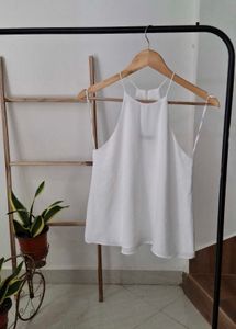 ZARA Chic White Halter Neck Tank Top