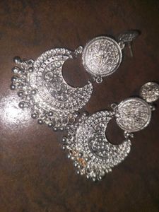 Exquisite Oxidized Silver Jhumkas