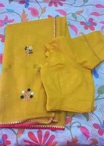 Beautiful Yellow Saree with Blouse