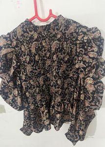 Chic Floral Smocked Peplum Top