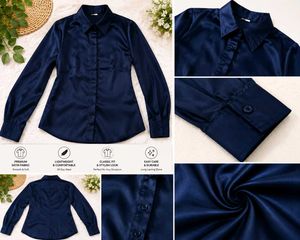 Elegant Navy Satin Shirt