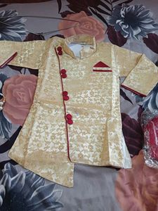 Kids Sherwani With Pearl Mala