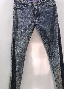 Acid Wash Jeans with Black Stripe