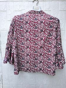 Burgundy Floral Bow Top