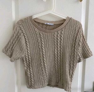 Women's Cable Knit Short Sleeve Top