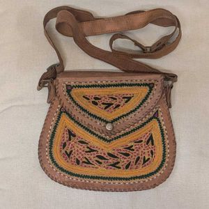 100% Genuine Camel Leather Boho Style Sling Bag