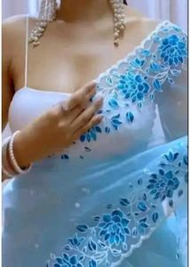 Stunning Blue Floral Saree