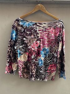 Vibrant Patchwork Print Long Sleeve Top