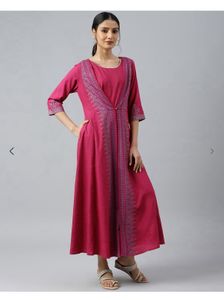 Elegant Pink Ethnic Maxi Dress
