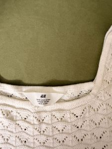 Cream Crochet Knit Tank Top